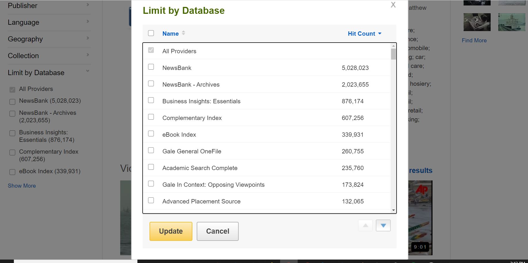 databases searched