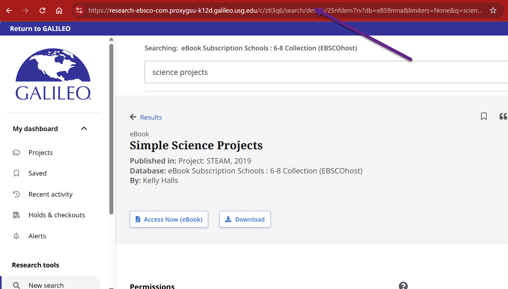 EBSCO URL Bar
