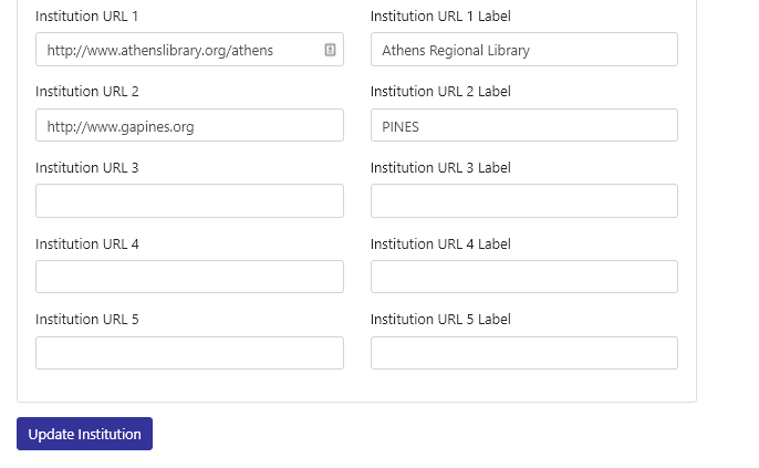 Edit Institutional Links