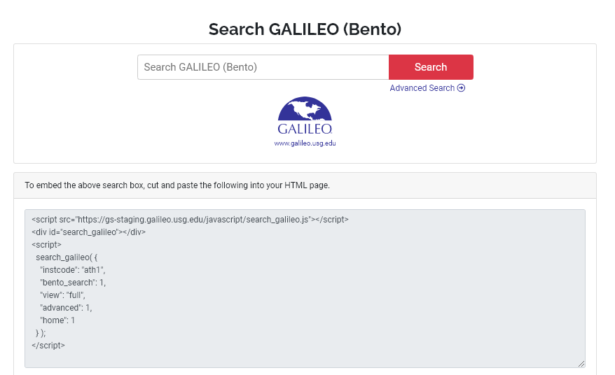 Embedded Bento Search Box